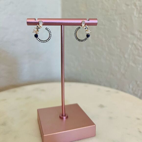 NADRI Encore Mixed Shape CZ Front-Facing Hoop Earrings, Blue/Gold, NWT - Picture 10 of 11